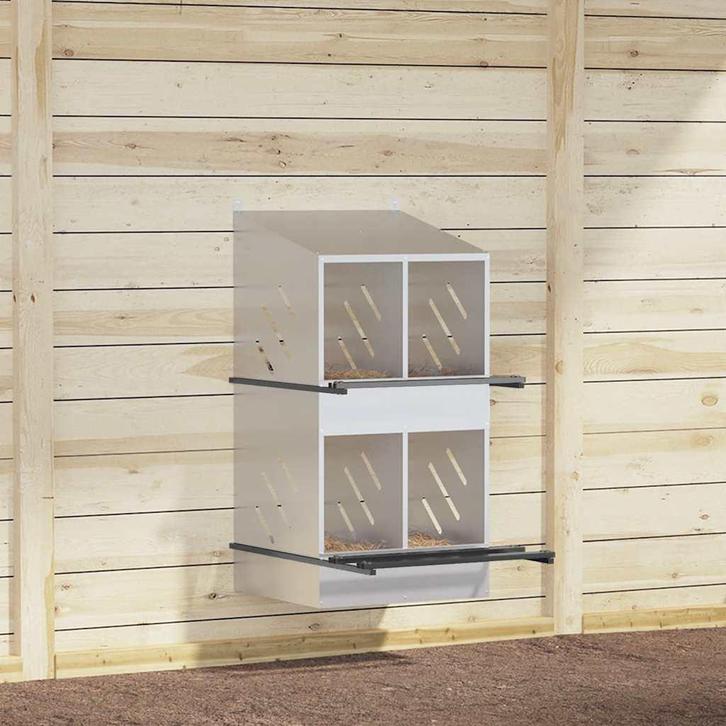 vidaXL Kippennestkast met 4 vakken gegalvaniseerd metaal, Dieren en Toebehoren, Knaagdieren en Konijnen | Hokken en Kooien, Nieuw