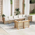 vidaXL 8-delige Loungeset met kussens poly rattan beige, Verzenden, Nieuw, Loungeset