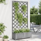 vidaXL Plantenbak met latwerk massief vurenhout grijs, Tuin en Terras, Verzenden, Nieuw