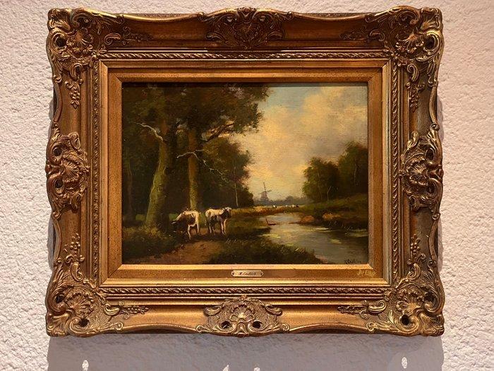 H. Endlich (XX) - Koeien in Landschap, Antiek en Kunst, Kunst | Schilderijen | Klassiek