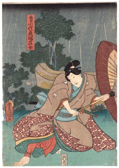 Attori Ichikawa Kodanji IV nel ruolo dellAccolito (Gokuraku, Antiek en Kunst, Antiek | Overige Antiek