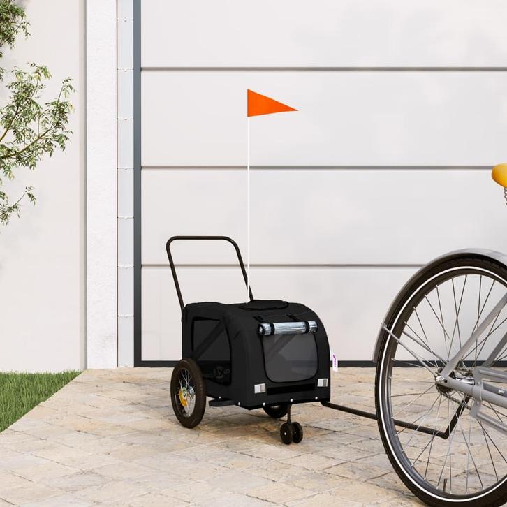 vidaXL Hondenfietstrailer oxford stof en ijzer zwart, Dieren en Toebehoren, Overige Dieren-accessoires, Nieuw, Verzenden