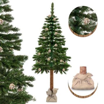 Kunstkerstboom - 180 cm - met houten stam en dennenappels