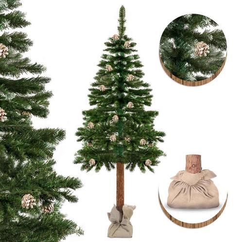 Kunstkerstboom - 180 cm - met houten stam en dennenappels, Diversen, Kerst, Nieuw, Ophalen of Verzenden