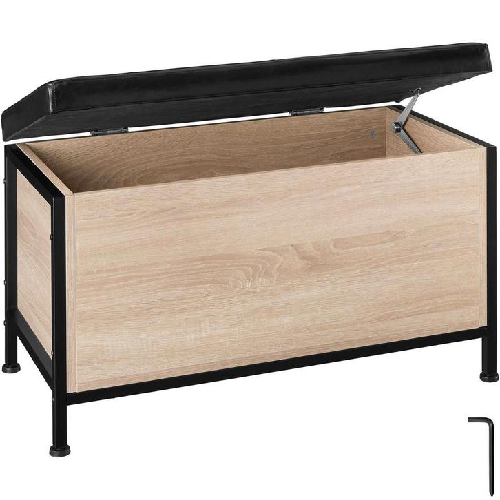 tectake Bank met opbergruimte Calico 81,5x41,5x50,5cm - Indu, Huis en Inrichting, Barkrukken, Verzenden