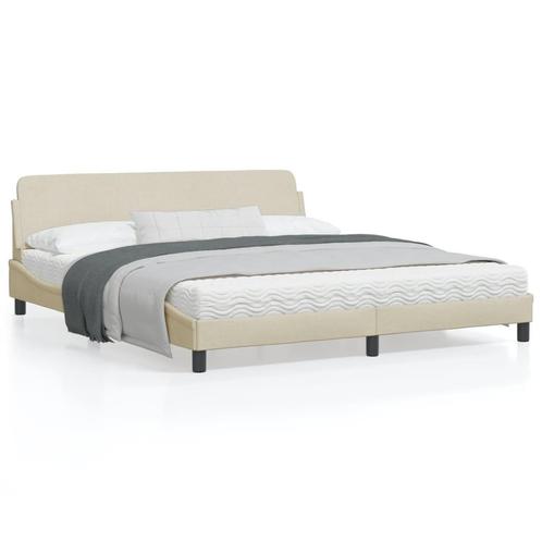 vidaXL Cadre de lit avec tête de lit Crème 180 x 200 cm, Maison & Meubles, Chambre à coucher | Lits, Neuf, Envoi