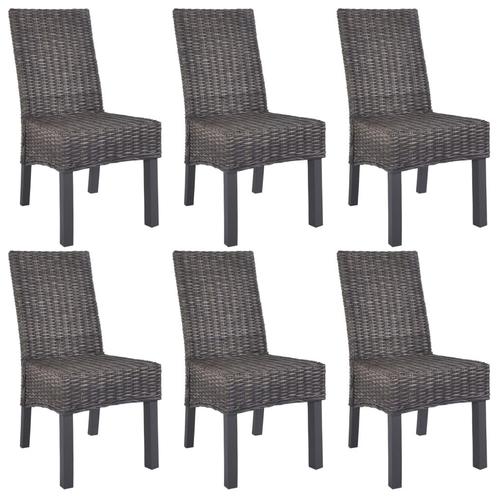 vidaXL Chaises à manger lot de 6 marron rotin Kubu et, Maison & Meubles, Chaises, Neuf, Envoi