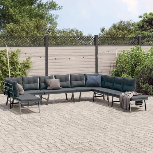 vidaXL 7-delige Tuinbankenset met kussens gepoedercoat staal, Tuin en Terras, Tuinsets en Loungesets, Nieuw, Verzenden