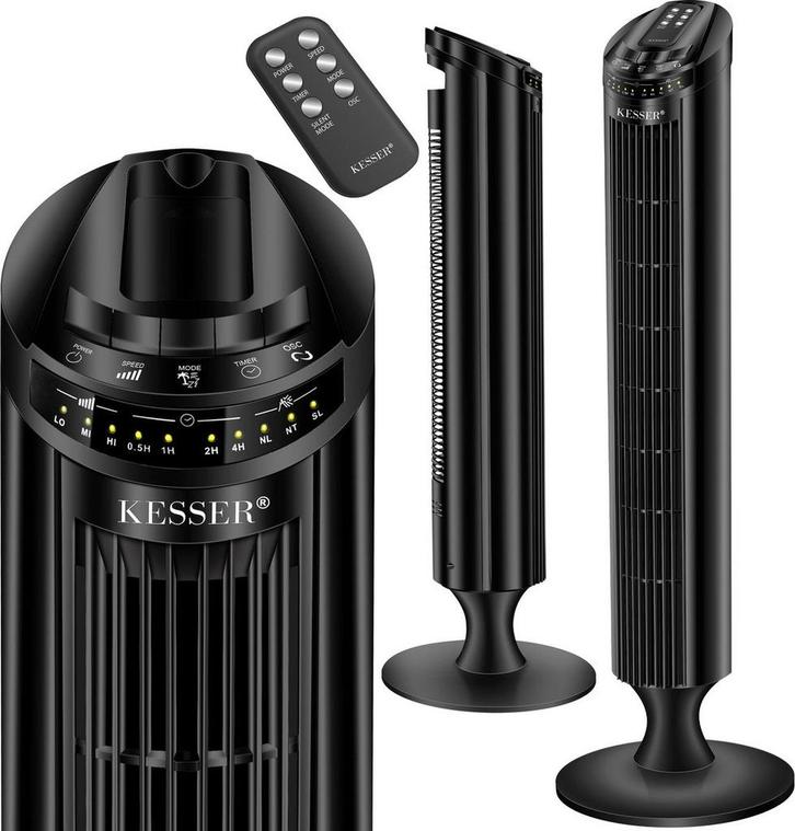 Torenventilator - Fluisterstil - Oscillatie - Zwart - KESSER, Elektronische apparatuur, Ventilatoren, Nieuw, Verzenden