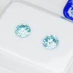 2 pcs Diamant (Kleurbehandeld) - 0.58 ct - Rond - Fancy, Nieuw