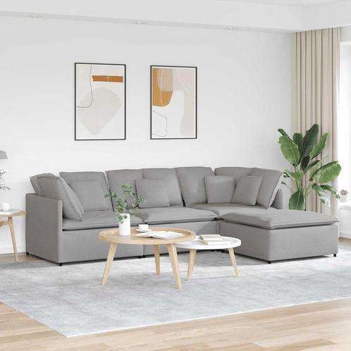 vidaXL Modulaire bank met voetenbank en kussens stof wolk, Huis en Inrichting, Zetels | Zetels, Nieuw, Verzenden