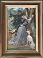 Henri Emile Giraud (1825–1892) - Junge Frau mit Hund in