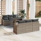 vidaXL Tuinbank Set met opslag 7 pcs Grijs Poly rattan, Verzenden, Nieuw