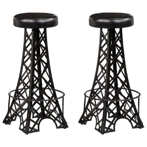 vidaXL Tabourets de bar lot de 2 cuir véritable, Maison & Meubles, Tabourets de bar, Neuf, Envoi