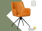 Leren eetkamerstoel Wave - Toledo Mandarin (oranje) -, Overige kleuren, Bohemian, Eigentijds, Industrieel, Modern, Scandinavisch