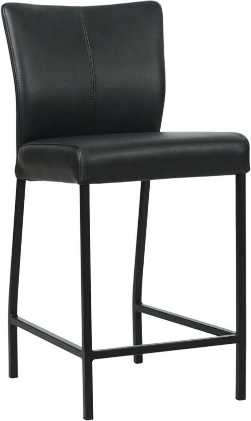 Zwarte leren moderne barkruk - poot vierkant zwart - Granada, Huis en Inrichting, Barkrukken, Nieuw, Met voetsteun, Leer, 90 cm of meer