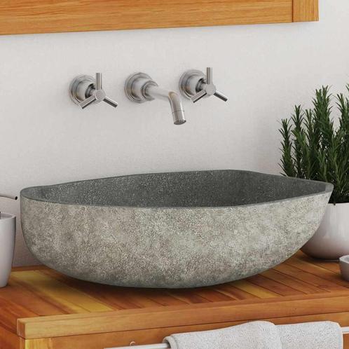 vidaXL Wastafel ovaal (45-53)x(34-41) cm riviersteen, Doe-het-zelf en Bouw, Sanitair, Nieuw, Verzenden