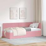 vidaXL Hoek Bed Frame met hoofdeinde Roze 90 x 200 cm, Huis en Inrichting, Slaapkamer | Bedden, Verzenden, Nieuw