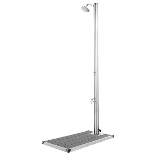 vidaXL Buitendouche met grijze basis 220 cm roestvrij staal, Tuin en Terras, Zwembaden, Nieuw, Verzenden