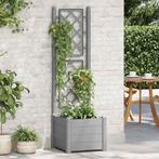 vidaXL Plantenbak met latwerk 43x43x142 cm PP steengrijs, Tuin en Terras, Verzenden, Nieuw