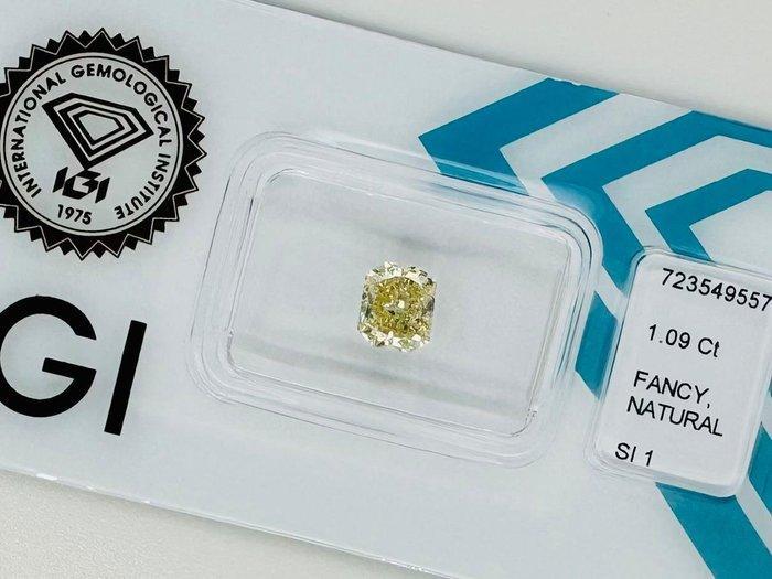 1 pcs Diamant (Natuurlijk gekleurd) - 1.09 ct - Rechthoek -, Bijoux, Sacs & Beauté, Pierres précieuses