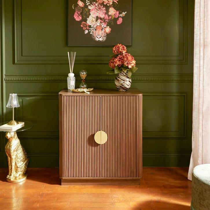 Buffet design - noyer - 80 x 40 x 85 cm, Huis en Inrichting, Woonaccessoires | Overige, Verzenden