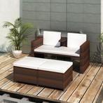 vidaXL 4-delige Loungeset met kussens poly rattan bruin, Tuin en Terras, Verzenden, Nieuw, Loungeset