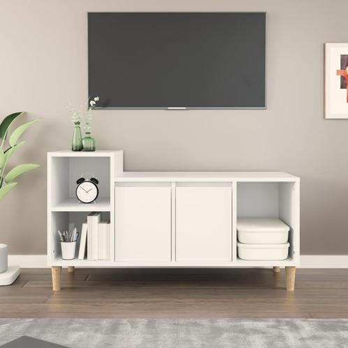 vidaXL Meuble TV Blanc 100x35x55 cm Bois dingÃ©nierie, Huis en Inrichting, Kasten |Televisiemeubels, Verzenden