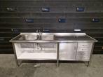 Wastafel | werkbank | trespa | RVS | wasbak | 230cm, Gebruikt