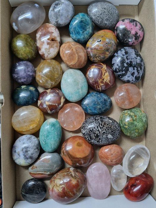 Big Lot HQ palm stones, different minerals 6 - 4 cm Vrije, Verzamelen, Mineralen en Fossielen