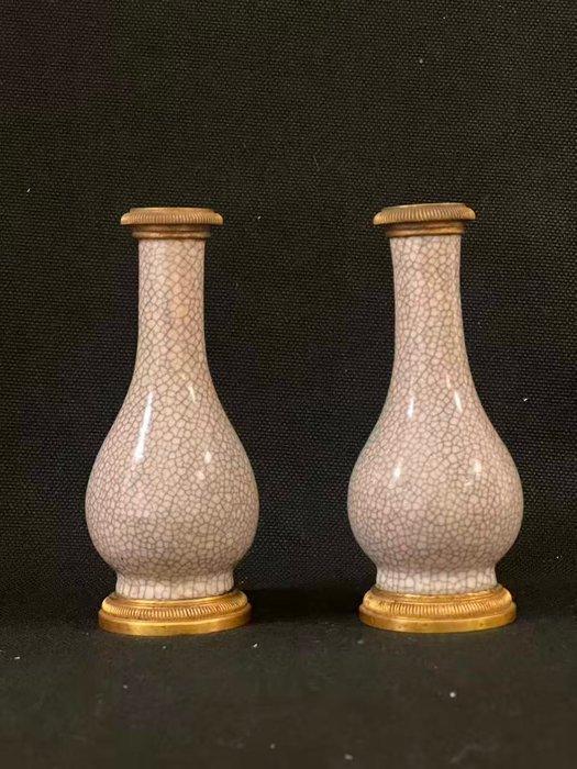 Set van Qing-dynastie Ge glazuur kleine amfora vazen. - Qing, Antiek en Kunst, Antiek | Overige Antiek