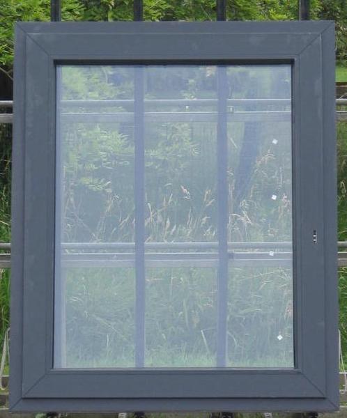 pvc raam , chassis , venster 126 x 153 antraciet ral 7016, Doe-het-zelf en Bouw, Raamkozijnen en Schuifdeuren, Inclusief glas