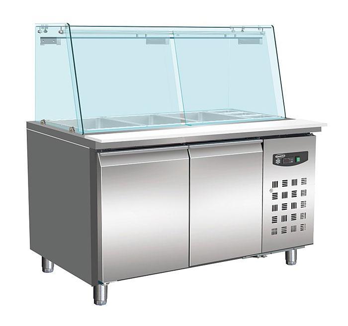 Bakkerskoelwerkbank Glas Recht 2 Deuren 4X 1/1 Gn Pan, Zakelijke goederen, Horeca | Keukenapparatuur, Koelen en Vriezen, Verzenden