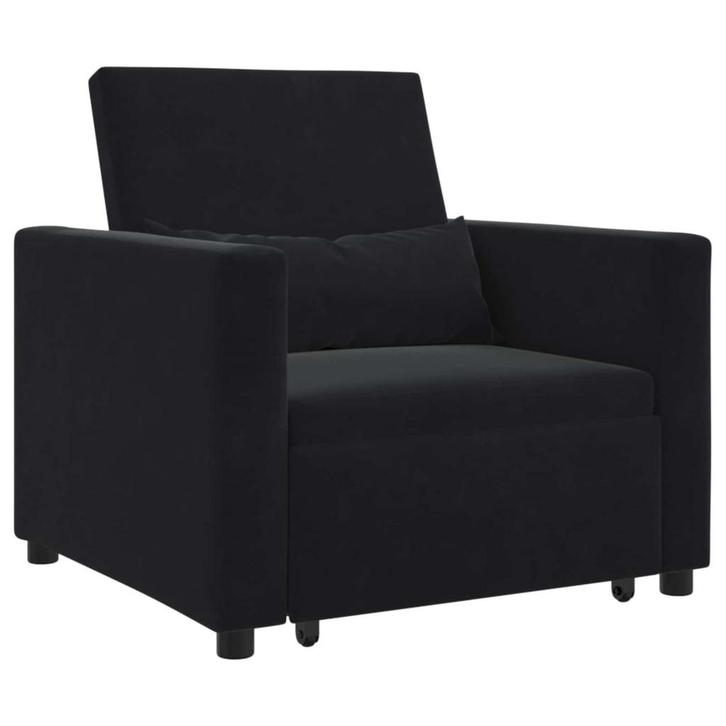 vidaXL Uittrekbare slaapbank eenpersoons Zwart 90 x 165 x 87, Maison & Meubles, Fauteuils, Envoi