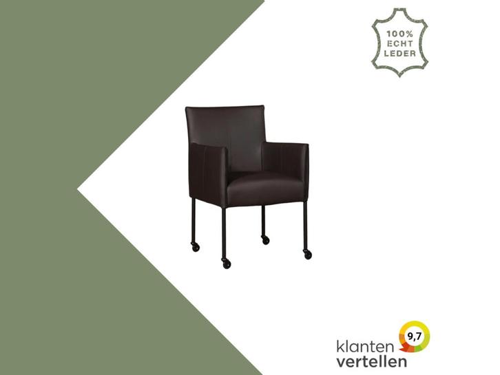 Leren eetkamerstoel Desire - Toledo Caffe (donkerbruin) -, Huis en Inrichting, Stoelen, Bruin, Eén, Nieuw, Leer, Ophalen of Verzenden