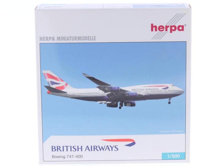 Schaal 1:500 Herpa 512497 British Airways Boeing 747-400..., Hobby en Vrije tijd, Modelbouw | Vliegtuigen en Helikopters, Zo goed als nieuw