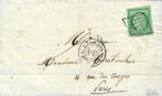 France 1850 - Très rare 15 centimes vert clair sur lettre, Postzegels en Munten, Postzegels | Europa | Frankrijk, Gestempeld