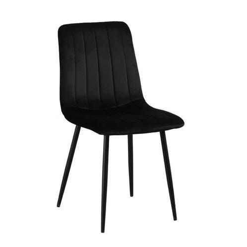 Eetkamerstoel -  - Velvet - Zwart, Huis en Inrichting, Stoelen, Zwart, Eén, Nieuw, Stof, Ophalen of Verzenden