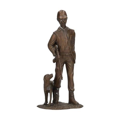 Sculpture, Hunter with dog - 26 cm - Bronze, Antiek en Kunst, Curiosa en Brocante