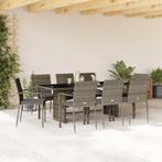 vidaXL 9-delige Tuinset met kussens poly rattan grijs, Tuin en Terras, Verzenden, Nieuw, Tuinset