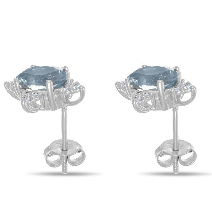 Oorbellen - 18 karaat Witgoud - 2.67ct. tw. Aquamarijn -, Handtassen en Accessoires, Oorbellen