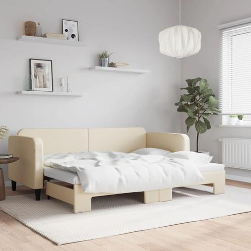 vidaXL Slaapbank met onderschuifbed 80x200 cm stof, Huis en Inrichting, Slaapkamer | Bedden, Nieuw, Verzenden