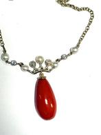 Halsketting - 9 kt. Roségoud Koraal - Diamant - Met, Nieuw