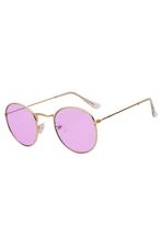 Ronde Bril Round Metal Goud Montuur Rond Paars Roze Glazen R, Ophalen of Verzenden, Nieuw, Paars