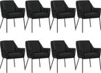 Set van 8 Zwarte leren industriële design eetkamerstoelen -, Nieuw, Vijf, Zes of meer stoelen, Industrieel, Leer
