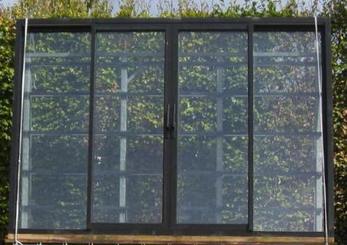 padoek houten schuifraam , schuifdeur , pui 313 x 218 zwart, Doe-het-zelf en Bouw, Raamkozijnen en Schuifdeuren, Inclusief glas