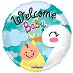 Helium Ballon Geboorte Welcome Baby Ooievaar 45cm leeg, Verzenden