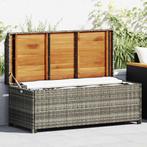 vidaXL Tuinopbergbank 120 cm poly rattan grijs, Tuin en Terras, Verzenden, Nieuw