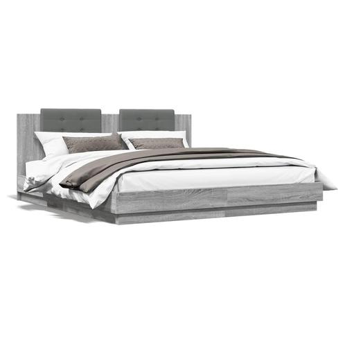 vidaXL Cadre de lit avec tête de lit sonoma gris 180x200, Maison & Meubles, Chambre à coucher | Lits, Neuf, Envoi