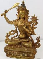 schitterend standbeeld Manjushri - Verguld brons - Nepal